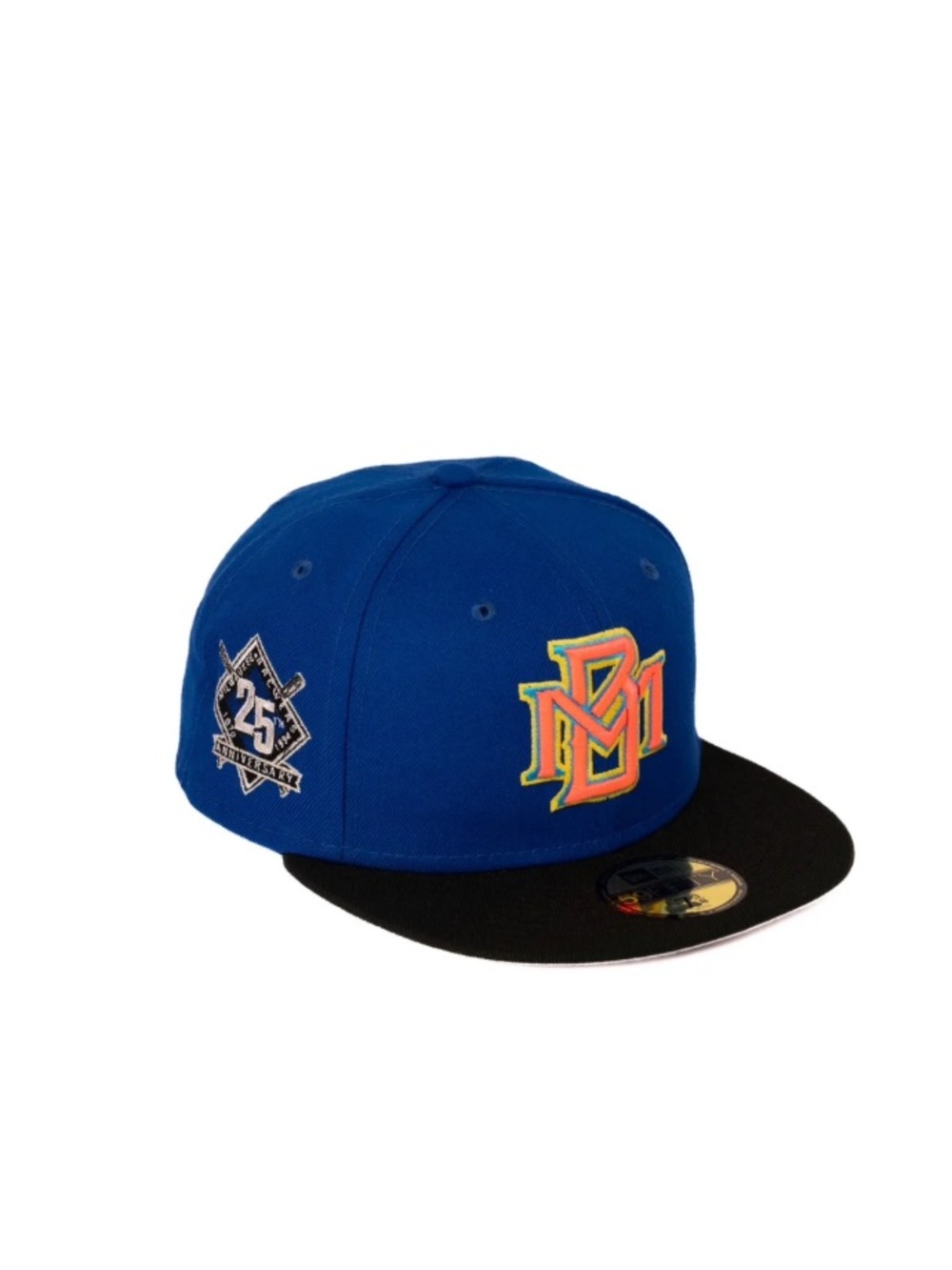 New Era Royal Blue and Black Baseball Cap with Multicolor Embroidered Logo 7 1/8